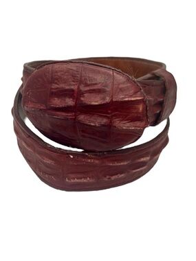 Admirable Genuine Alligator Crocodile Cayman Belt w/ Buckle Red Brown